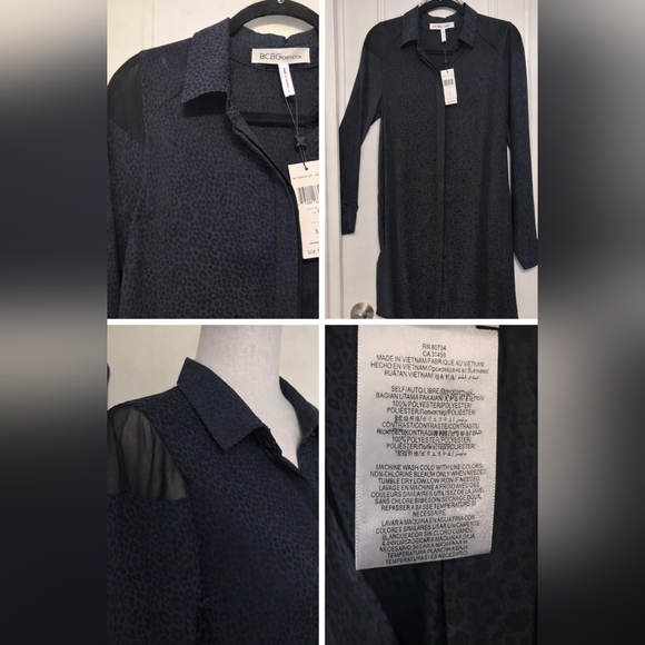 BCBGeneration Black Sheer-Detail Shirt Dress - Picture 4 of 5